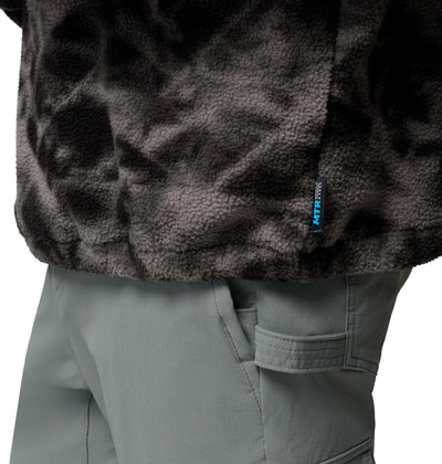 Chandail polar Timber Crest Printed Half Zip de Columbia pour hommes, imprimé noir, détail du polar et du bas
