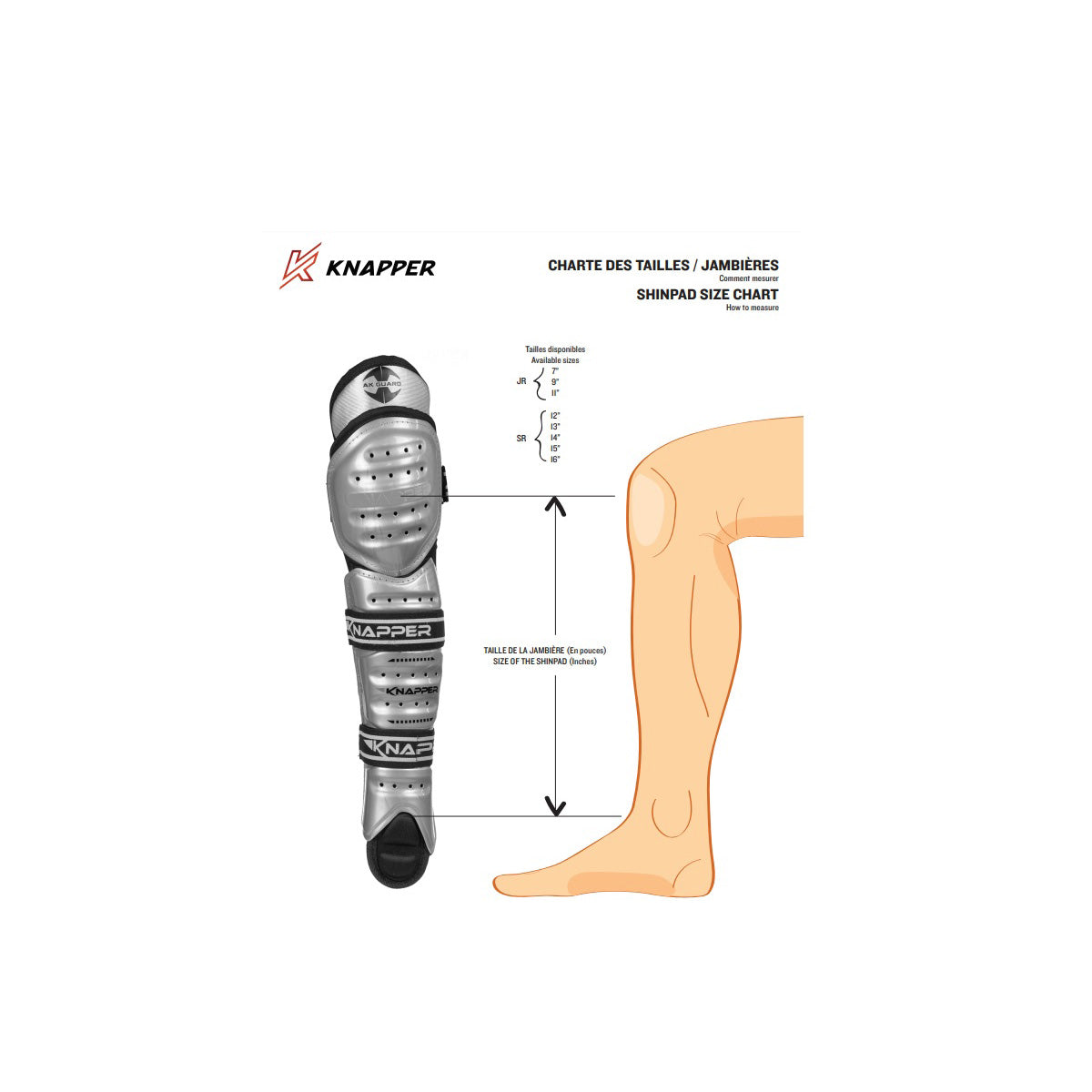 Knapper Adult Dek Hockey Shin Guards - AK3