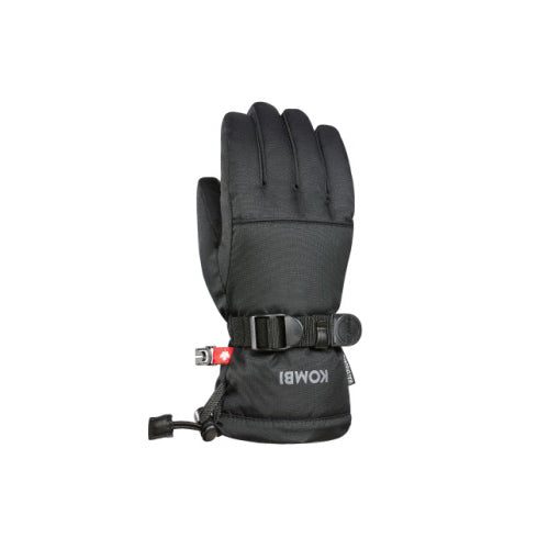 Gant d'hiver Kombi Everyday WATERGUARD noir pour enfants, vue du dessus avec courroie de poignet et cordon de serrage