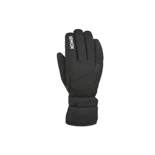 Gant d'hiver Kombi Helix WINDGUARD noir pour hommes, vue du dessus avec logo Kombi et sangle de poignet