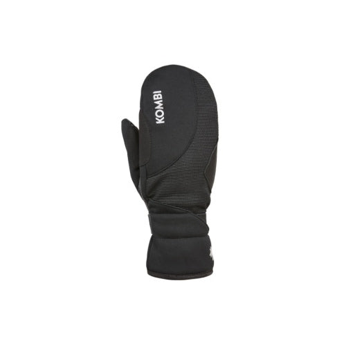 Mitaine d'hiver Kombi Helix WINDGUARD noire pour femmes, vue de côté avec logo Kombi et sangle de poignet