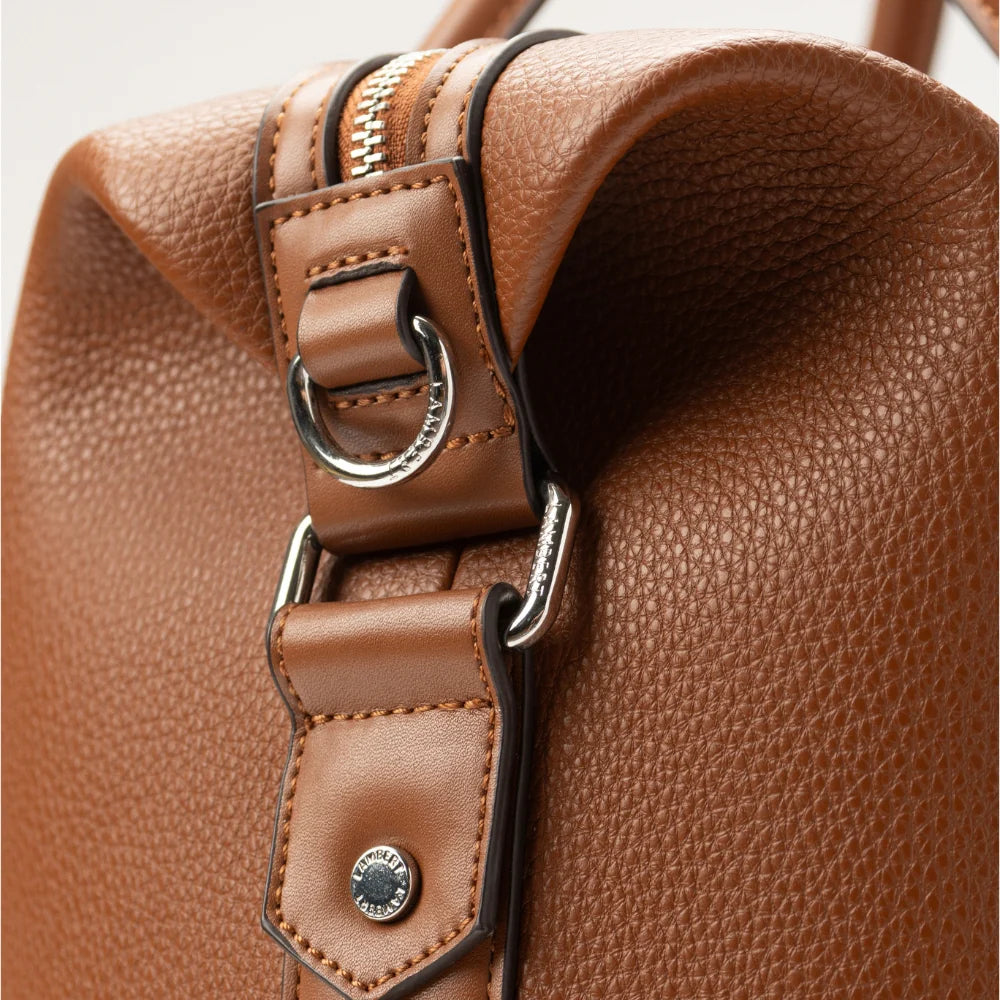 Sac MAE Lambert Design pour femmes, rouille, détail de la fermeture éclair et des anneaux
