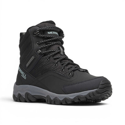 Botte d'hiver Thermo Akita Mid Waterproof Merrell pour femme, noir, vue de trois quarts