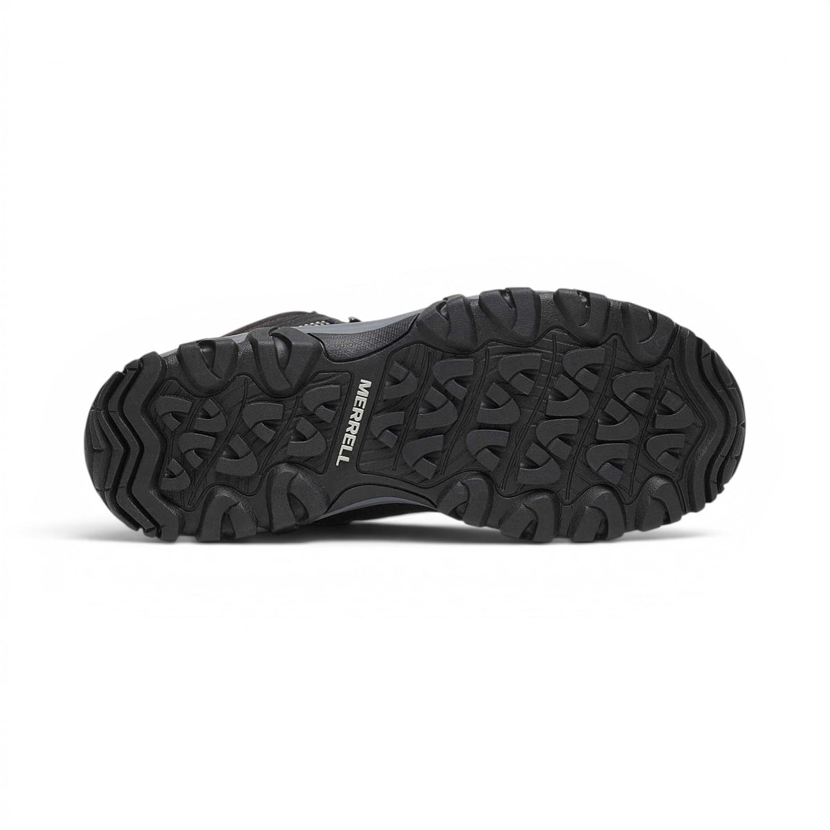 Botte d'hiver Thermo Akita Mid Waterproof Merrell pour femme, noir, vue de la semelle
