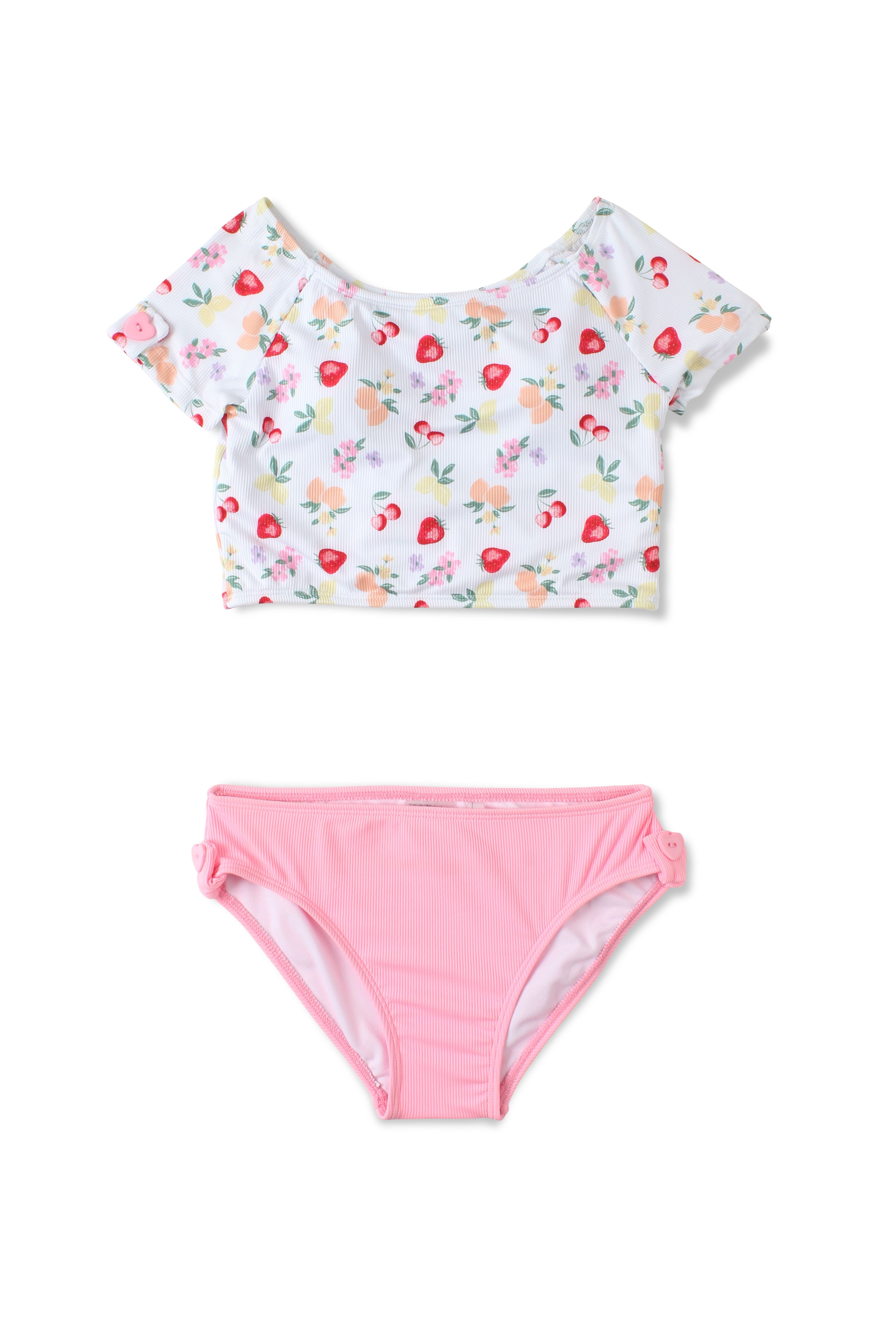 Ensemble de maillot NASRI Berry Bloom Set Rashguard pour filles avec haut rashguard pour plage et piscine