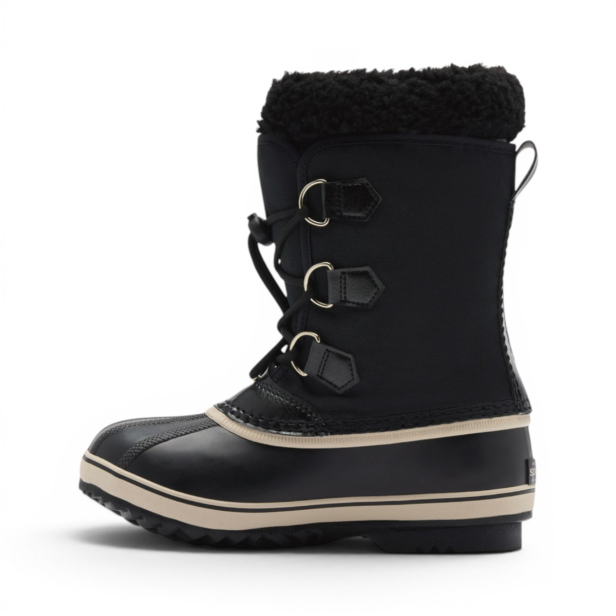 Bottes d’hiver Sorel Yoot Pac Nylon pour garçons, noires, vue de profil