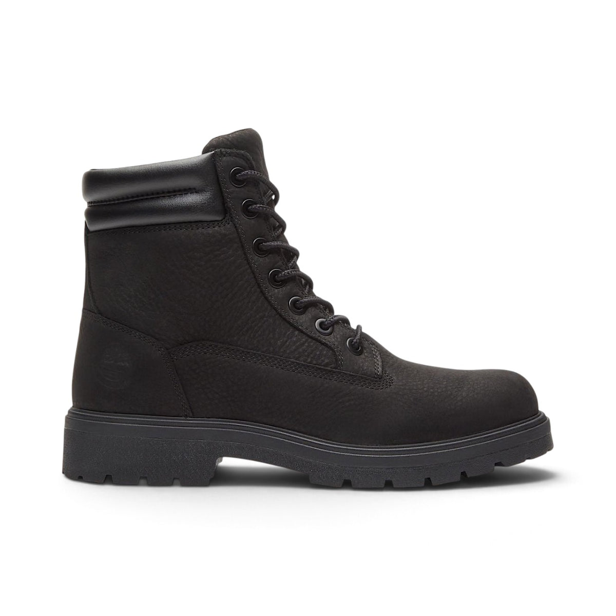 Botte Timberland Auburn Falls pour hommes, noir, vue de profil avec col rembourré et semelle à crampons