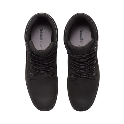 Paire de bottes Timberland Auburn Falls noires pour hommes, vue du dessus avec lacets et doublure intérieure