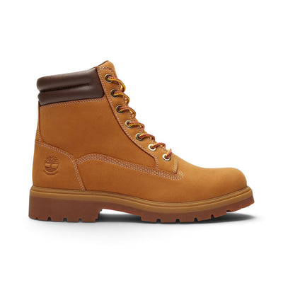 Botte Timberland Auburn Falls pour hommes, tan, vue de profil avec col rembourré, lacets et semelle à crampons