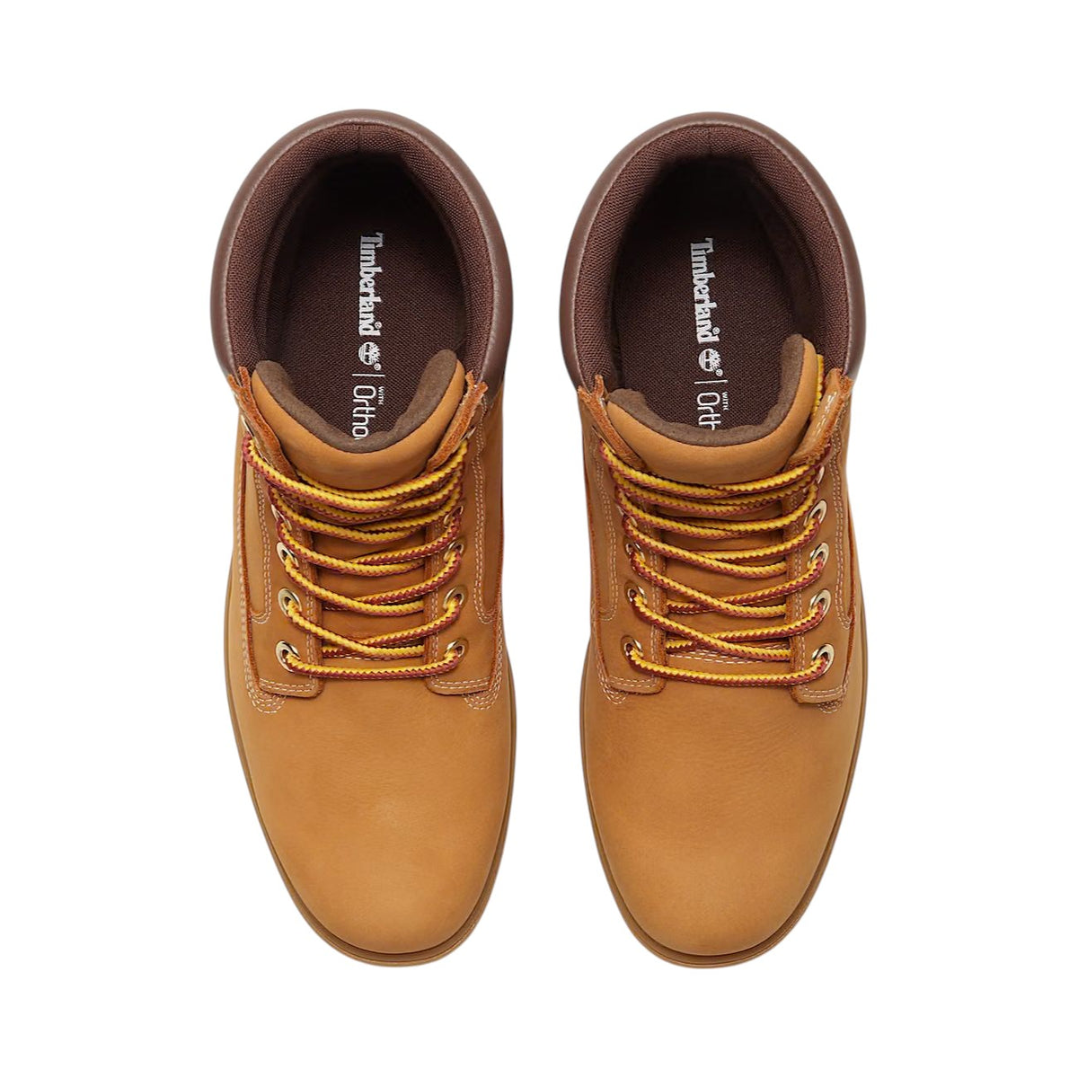 Paire de bottes Timberland Auburn Falls tan pour hommes, vue du dessus avec lacets et doublure intérieure