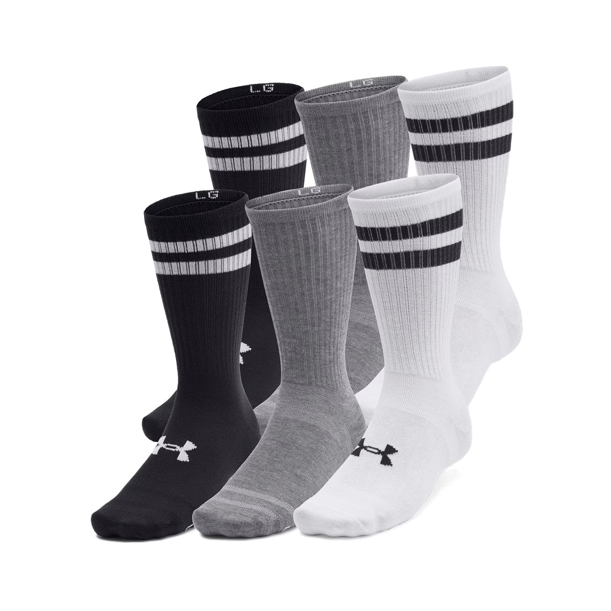 Paquet de 6 paires de chaussettes mi-mollet Under Armour pour adultes