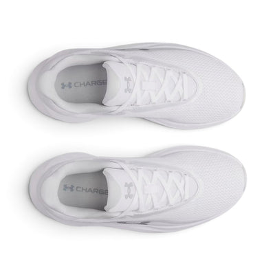Paire de souliers Under Armour UA Radiant TR pour femmes, blancs, vue du dessus avec lacets