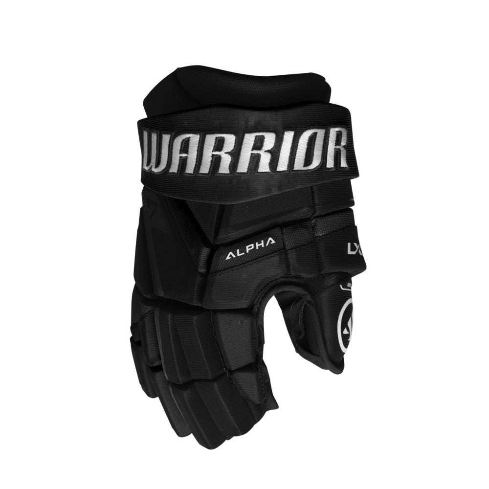 Gant de hockey Warrior LX3T pour juniors, vue de dos de la main avec le logo Warrior sur la manchette