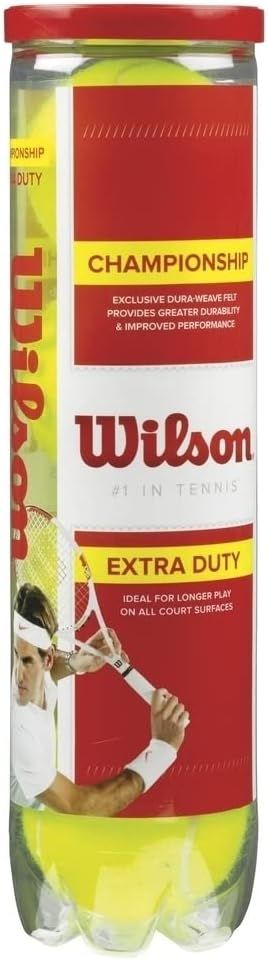 Boîte de 4 balles de tennis Wilson Championship Extra Duty jaunes pour surfaces dures